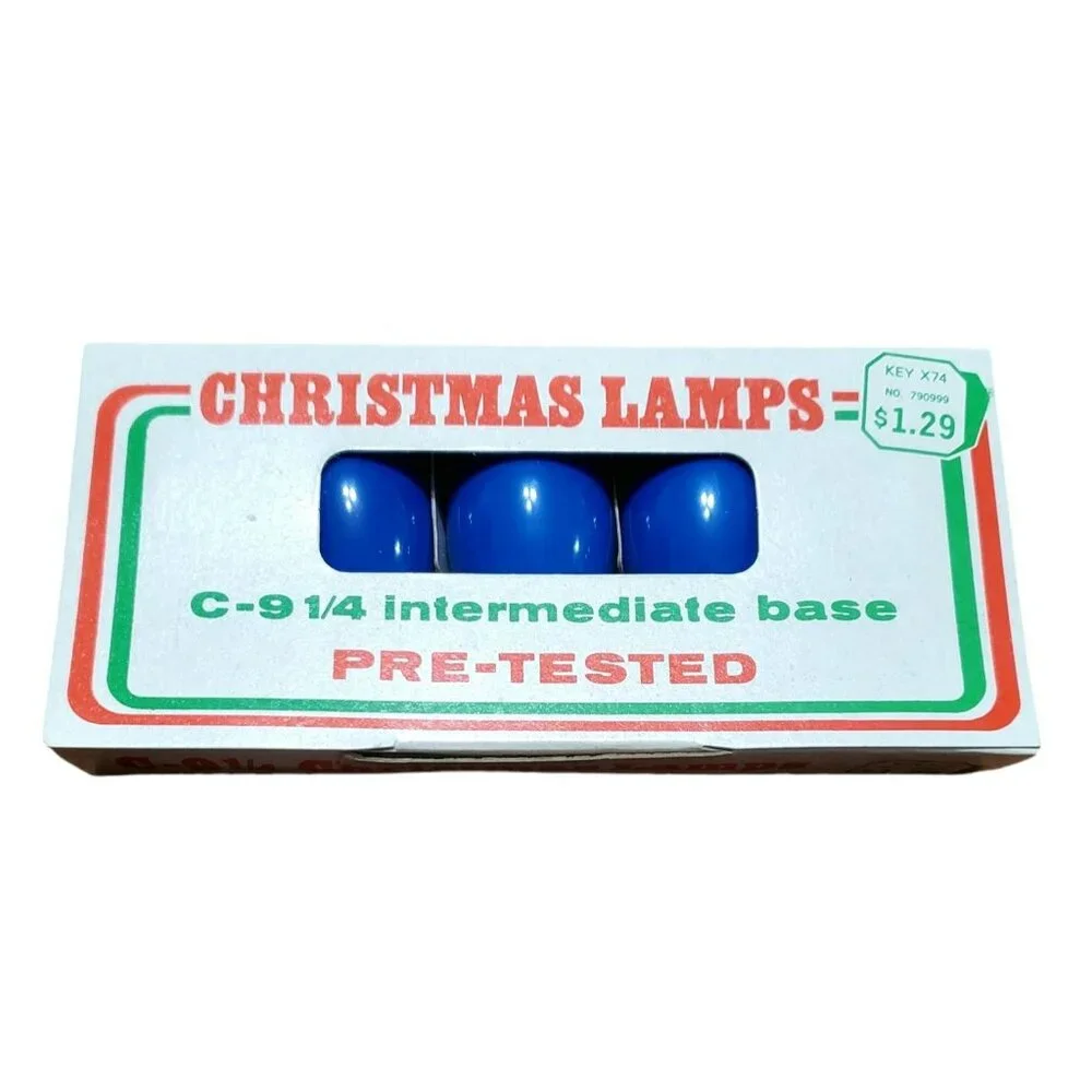 New C-9 1/4 Christmas Lamps Blue Replacement Light Bulbs Intermediate Base VTG